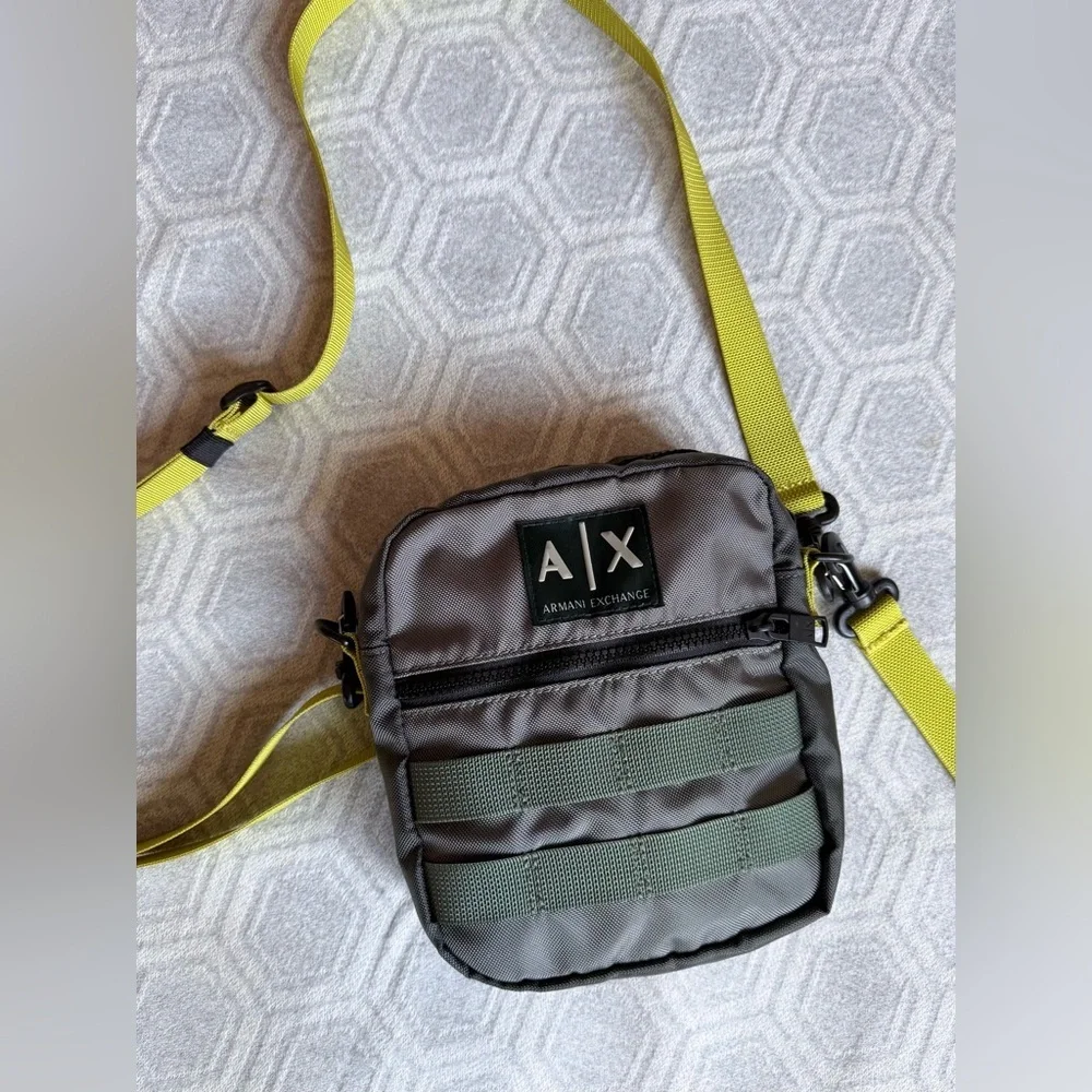 Armani Exchange A|X Color-Pieced Nylon Crossbody Messenger Bag Duck Green OS